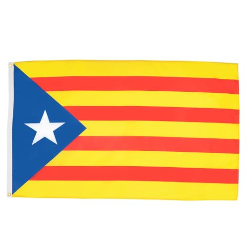 AZ FLAG - Bandera Cataluña Estelada Blava - 90x60 cm - Bandera Catalana Independentista – Catalunya 100% Poliéster Con Ojales de Metal integrados - 50g - Colores Vivos Y Resistente A La Decoloración