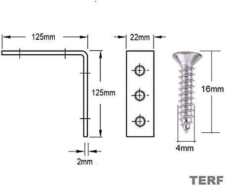 TERF® 10 Pcs Zinc Plated Steel 125mm X 125mm X 22mm (5’’ X 5’’ X 0.86’’) Angel L Shape Corner Brace Bracket Joining Fixing Self Support Repair with Fixing Screw - Image 4