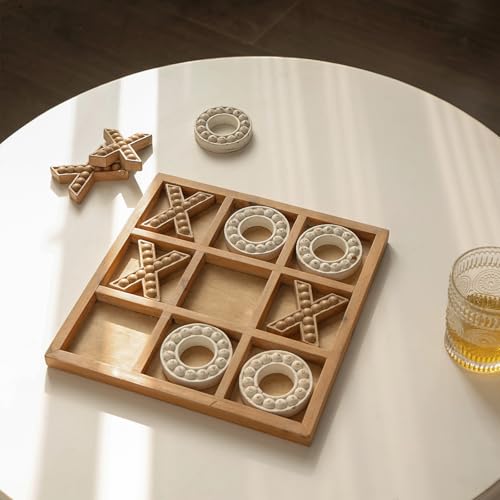 Tablero de madera Tic Tac Toe 10.63 pulg decorativo miniatura 2
