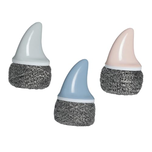 SOPOTUTU 3 Stück Teiliges Edelstahl Stahlwoll schrubber mit Griff Langlebig und Praktisch für Küche Spüle und Geschirrreinigung Inklusive Blau und Effiziente Topf Pfannenpflege