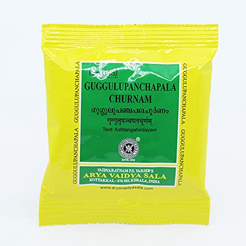Guggulupanchapala Churnam-10GM, (Pack Of 5), Of Arya Vaidya Sala Kottakkal and get Golden Oldie Herbs®, Sukanthi Pills-1gm