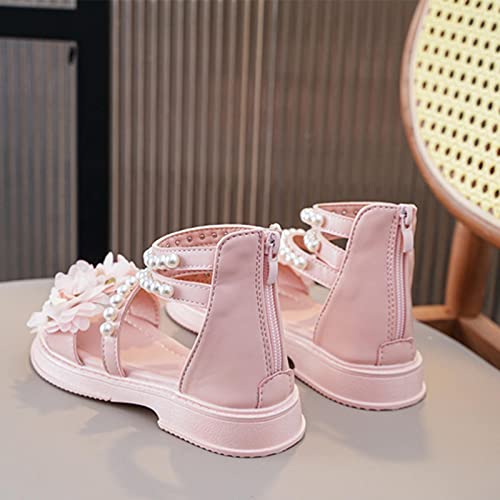 Girls Cute Flower Sandals Summer Open Toe Flat Hig Shoes with Zipper Toddler Baby Girls Wedding 𝗣a𝐫𝐭y Pearl Sandals4