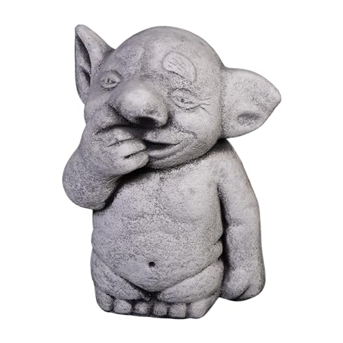 gartendekoparadies.de Massive Steinfigur Troll Nasenbohrer Gnom Wichtel Kobold Steinguss frostfest