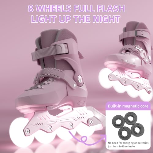 SWAY Adjustable Inline Skates for Kids, Teens and Adults, All Wheels Light Up High Performance Roller Skates for Boys and Girls Ideal for Roller Skate (Purple, Medium-Big Kid（1-4 US）) by SWAY - Used condition - Image 6