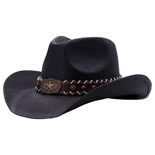 Retro Rodeo Wild Western Cowboy Hats For Men And Women - Star - Black - 2 #TOP22