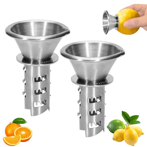 2Pcs Best Utensils fringering Stainless Steel Manual Lemon Juicer, Reamer 18/8 Stainless Steel, Hand Citrus Juicer and Lemon Pourer (2)
