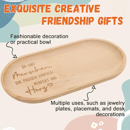 Beste Freundin Geschenke, Tablett mit Gravur Freundschaft, Deko Tablett Holz, für Geburtstage, Jubiläen Oder Alltägliche Überraschungen