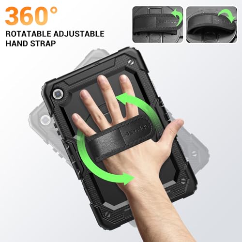 SEYMAC Case for Samsung Galaxy Tab S6 Lite 10.4 Inch 2024/2022/2020,Shockproof Case with 360 Rotating Stand/Hand Strap, [Shoulder Strap&Built-in Screen Protector] for Galaxy Tab S6 lite, Black - Image 2