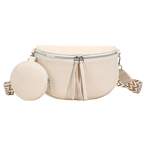 Generisch Bolso de hombro para mujer | Mochila ligera | Bolso bandolera impermeable para mujer para festival, vida cotidiana, viajes, camping y, crema, ver descripción