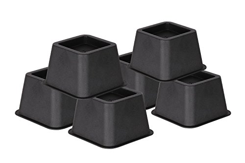 Duracasa Bed Risers For Additional Under Bed Storage! Reinforced New Heavy-Duty Design To Hold Over 2000 Lbs! Furniture, Desk, Sofa, And Chair Lift (6, Black 3 Inch Set Of 6) #TOP4
