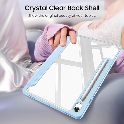 Image of Fintie Hybrid Slim Case for Samsung Galaxy Tab S9 FE 5G 10.9 Inch /Galaxy Tab S9 11 Inch 2023 with S Pen Holder, Shockproof Cover with Clear Transparent Back Shell, Auto Wake /Sleep, Blue