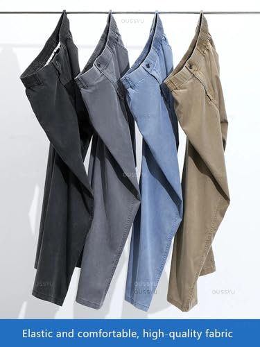 Summer Men's Jeans Loose Straight Pants Elastic Waist Korea Casual Trouser2