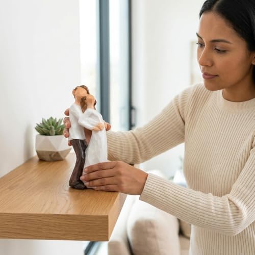 Image of Xtore Hand-Painted Medium Size Resin Romantic Couple in Full of Love | Beautiful Home Decor (Pack of 1, White and Brown Color)