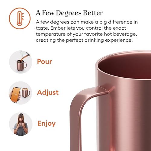Image of Ember Temperature Control Smart Mug 2, 10 Oz, App-Controlled Heated Coffee Mug with 80 Min Battery Life and Improved Design, Rose Gold