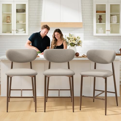 MALOL Bar Stools Set of 1, Counter Height bar stools, Kitchen Bar Stools with Backs, Modern Upholstered, Modern Bar Stools with Metal Legs for Kitchen Island, Counter, Camel by MALOL - Used condition - Image 4