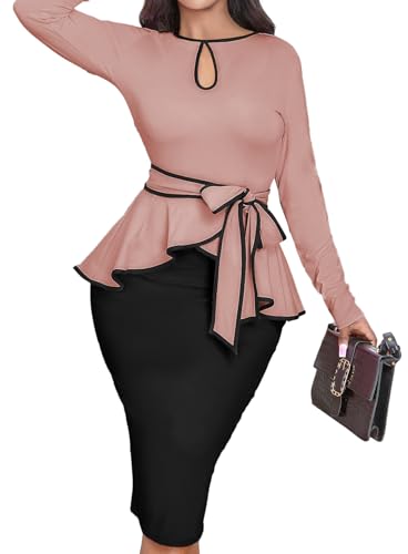 Image of MOJICK Vintage Dress for Women Ruffle Bodycon Keyhole