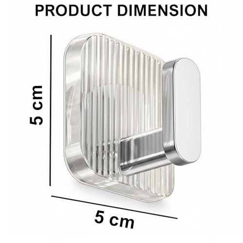 Image of SIGNAMIO 8pcs Self Adhesive Wall Hooks for Hanging Heavy Duty, Damage Free Adhesive Wall Hook for Kitchen Bathroom Bedroom, Made in India Premium Storage Solution Silver