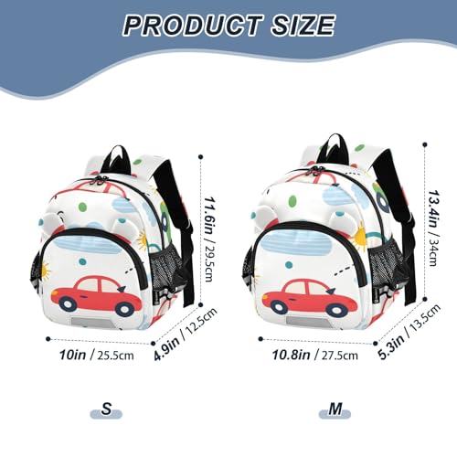 Kid's Backpack for Boys & Girls Toddler Bag Car Cloud Pattern Backpack with Safety Leash2