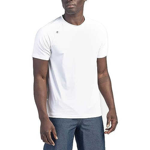 Rhone Mens Reign Tee Lightweight Performance Workout Shirt with Anti-Odor Technology - Bright White Large