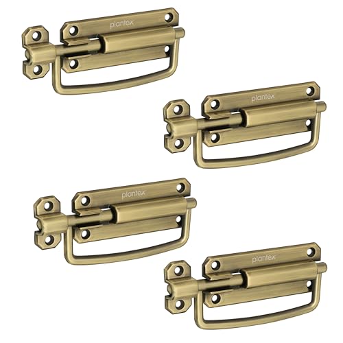 Image of Plantex Door Stopper /5 Inch Baby Latch Kadi /Door Latch for Bathroom /Door Lock for Home /Office Doors - Pack of 4 (Brass Antique)