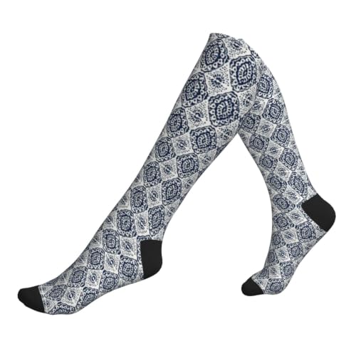 Weniyokx Abstract Tie Dye Effect Ikat Shibori Pattern In Bohemian Fashion Soft Stretchy Calf Compression Sleeves 2 Black-2