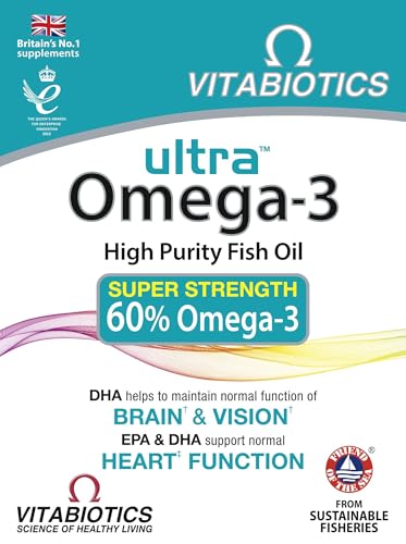 Vitabiotics Ultra Omega-3 Fish Oils Capsules with DHA EPA Nutritional Supplements for Heart Brain and Eye Vision