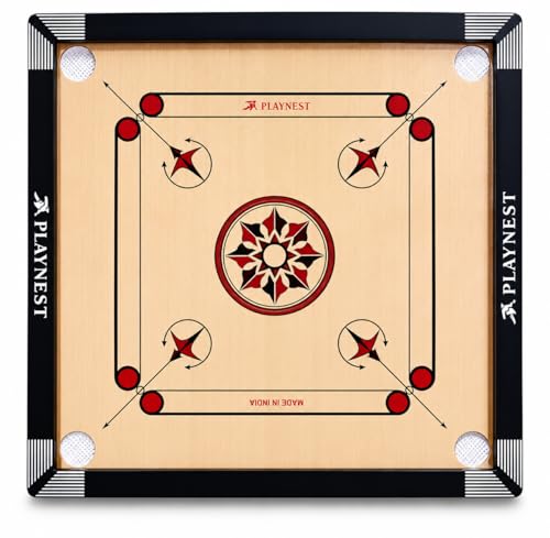 Image of Premium Wooden Carrom Board for Family Fun Indoor Game Smooth Playing Surface Durable Construction Easy Coin Glide Board Game for Kids & Adults (26 INCH)