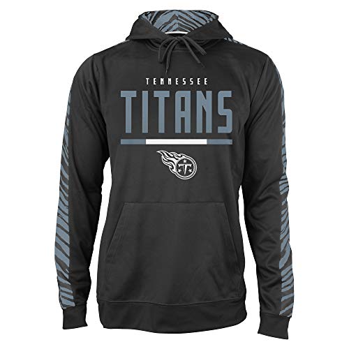 Zubaz NFL Men's Black and Grey Tonal Zebra Hoodie Tennessee Titans Size L