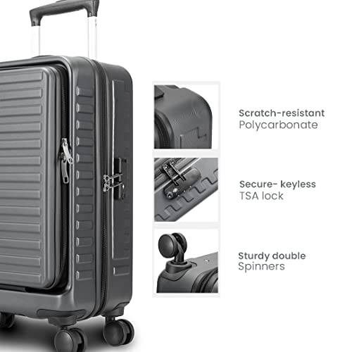 Image of Assembly Cabin Luggage 20 Inches & Large Check in 28 Inches Polycarbonate Set of 2 - Premium Hard Shell Suitcase Trolley - Grey