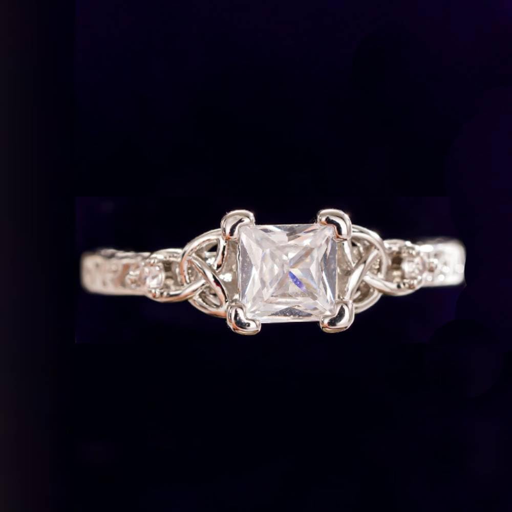 Fashion Princess Cubic Zirconia Eternity Ring Bridal Wedding Band Jewelry Luxury Accessories