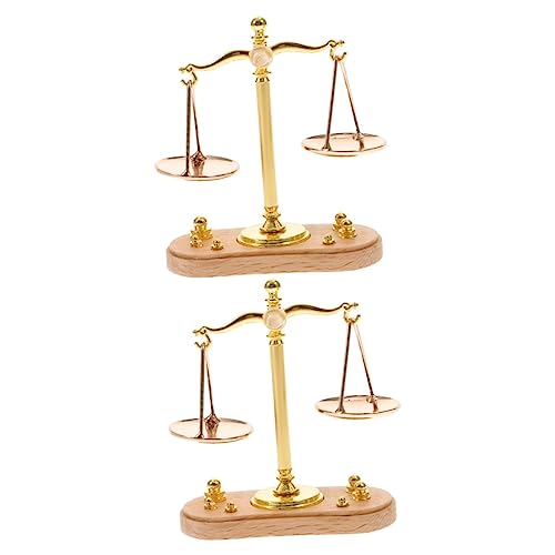Ciieeo 2 Set Mini Balans Bil Prydnad Mini Bil Modell Trappstenar För Liten Liten Mässing Vikt Våg Zink Legering Gyllene Dockhus Mini Rättvisa Våg Gammal Guldsmed Vikt Metall