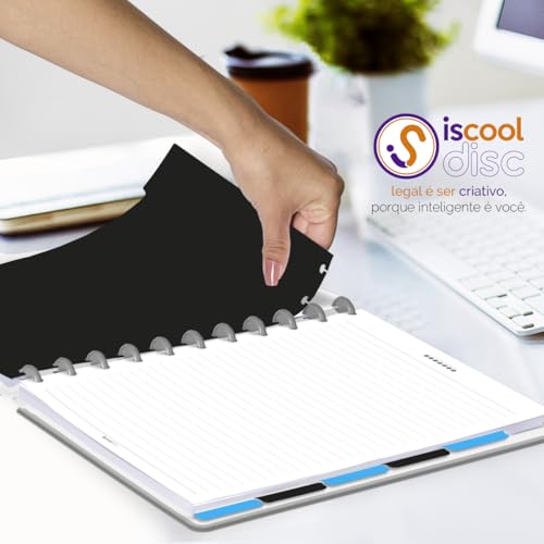 Divisórias Iscool P/Caderno De Disco G Spot Neon Preto e Azul Neon