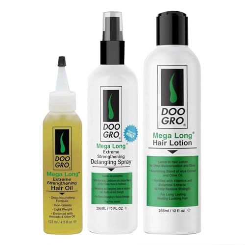 DOO GRO Mega Long Detangling Spray, Hair Lotion & Growth Oil Set – Extreme Strengthening Formula