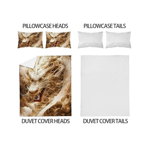 Housse de couette 200x200cm dragon d'or en microfibre douce et facile à laver - 4