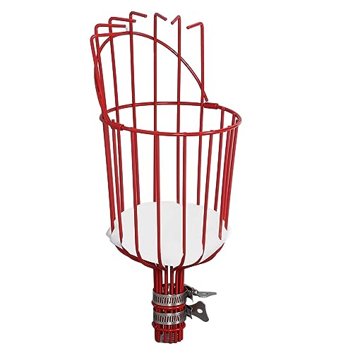 Fruit Picker Tool, Metal Fruit Picker Basket with Cushion, Fruits Catcher Tree Picker, Fruit Picker Harvest Basket Head, Fruit Harvester Attachment for 3cm Pipe (Red)