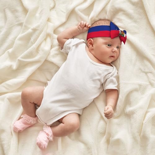 Haitian flag Baby Bow Headband. Comfortable baby headband, suitable for daily wear and photo props.4