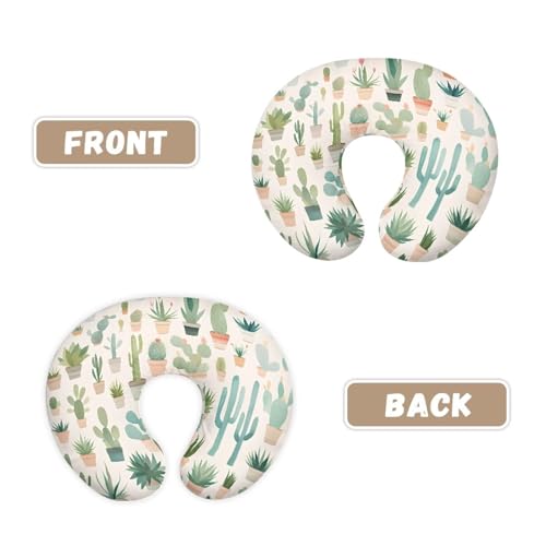 Image of Cactus Pattern Pillow Cover for Infant Snug Stain Resistant Neutral Breastfeeding Pillow Cover Easy to Clean Soft Custom Gifts for Toddler Infant