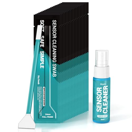 20 x 24 mm Kit de Nettoyage pour capteur de caméra Plein Format Écouvillons de capteur, nettoyant spécial pour capteur de 30 ML, sans poussière et emballés sous Vide