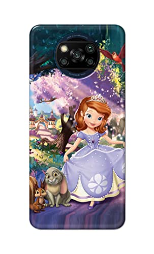 Image of PRINTFIDAA Cartoon Little Girl with Crown and Pet Animals Printed Designer Hard Case for Poco X3 Back Cover -(e) RPM1008
