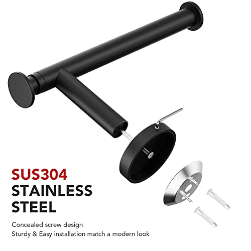 Tindbea Toilet Paper Holder, Extendable Double Toilet Paper Roll Holder Wall Mount, Sus304 Stainless Steel Rustproof Bathroom Tissue Holder (Matte Black) #TOP2