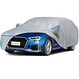 Car Covers for 1998-2026 Audi A3/S3/RS3, Waterproof Custom-fit All Weather Sun Rain UV Dust Snow Protection Outdoor A3 Full Car Cover with Door Zipper and Cotton Lining-Gray