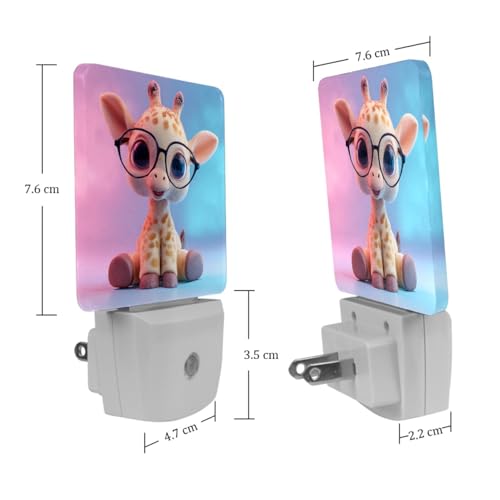 Image of NEWzone Cartoon Giraffe Night Light [2 Pack], Plug in Wall Led Night Lights Decor for Boys Girls Room, Dusk to Dawn Sensor Wall Lamp for Stairway /Bedroom /Kitchen /Nursery Room