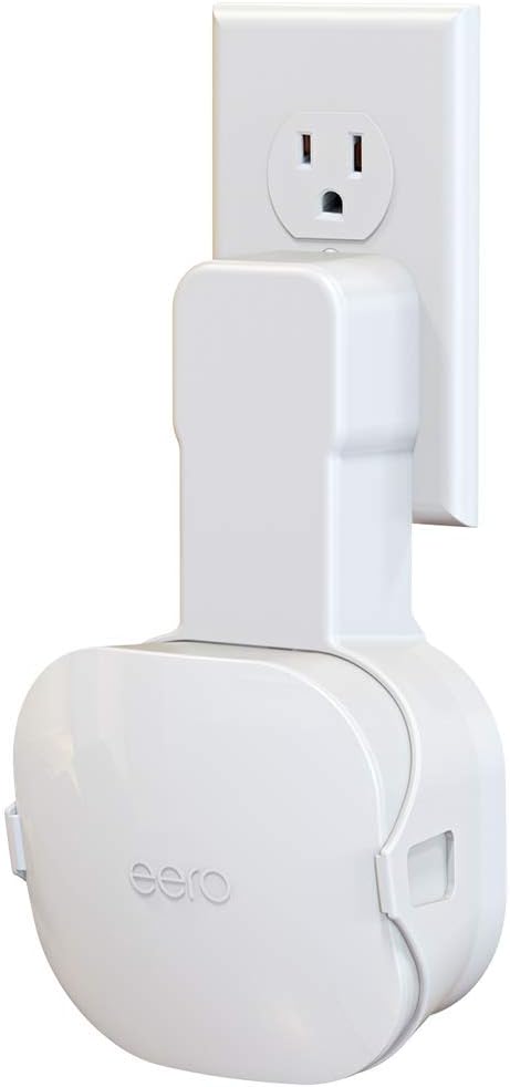 [Upgraded] Wall Mount Holder for eero mesh WiFi System, NOT Fit for eero 6 / Pro 6 / Beacon/Pro, No Messy Wires | Space Saving | Easily Be Moved Outlet Mount Hanger for eero WiFi System (1 Pack)