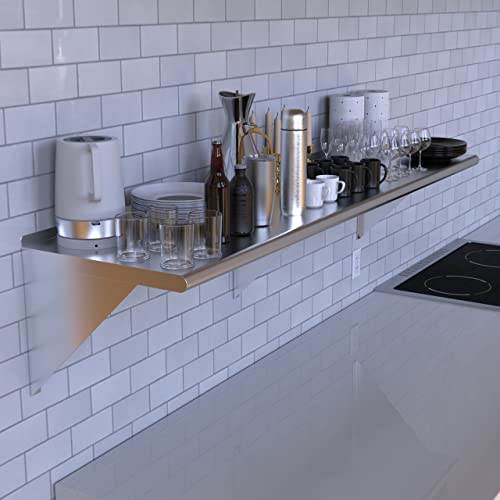 Amgood 60" Long X 18" Deep Stainless Steel Wall Shelf | Nsf Certified | Appliance & Equipment Metal Shelving | Kitchen, Restaurant, Garage, Laundry, Utility Room #TOP7