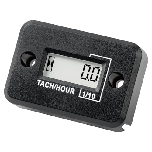 NInE-ROnG Tach-Medidor de Horas,Tacómetro Inductivo LCD Digital,Potente Temporización,Medición de RPM,Diseño Impermeable,para Motor de Gasolina,Cortacésped,Motocicleta (2 tiempos) (negro)