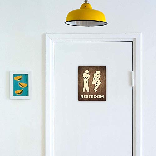 Bathroom Wooden Door Sign Wc Door Sign Funny Wooden Sign Modern Bathroom Plate Bathroom Decor Wooden Unisex Bathroom Sign Amazon Co Uk Handmade