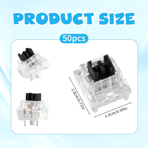 Image of Keyboard Switches, 50 Pcs 3 PIN Black Keyboard Clicker Replacement Dustproof Keyboards Switch for Most Gaming Keyboards