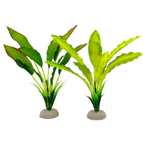 Smoothedo-Pets 2pcs Set Green Artificial Plant Fish Tank Decor Aquarium