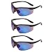 Calabria 91348 Wrap Around Bifocal Reading Safety Glasses +3.00 Blue Mirror 3 Pack Bulk Mens Womens Eye UV Protection Reader