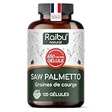Saw Palmetto - Haute Teneur: 11000 mg de Palmier Nain par Gélule (20:1), avec Graines de Courge - 120 Gélules de Palmier Nain pour 4 Mois d’Utilisation - Végan & Sans Additifs - Raibu
